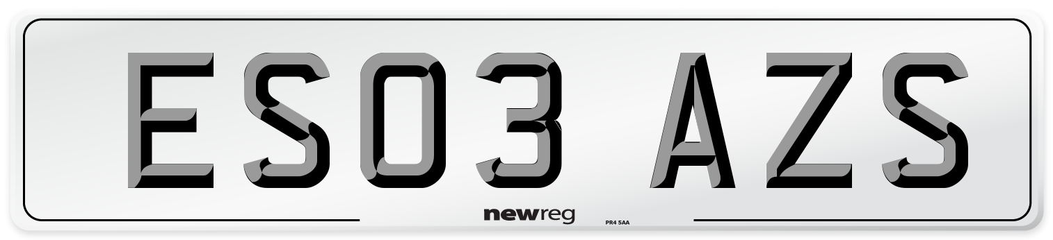 ES03 AZS Number Plate from New Reg